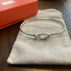James Avery retired sterling silver hook-on ichthus Christian fish bracelet